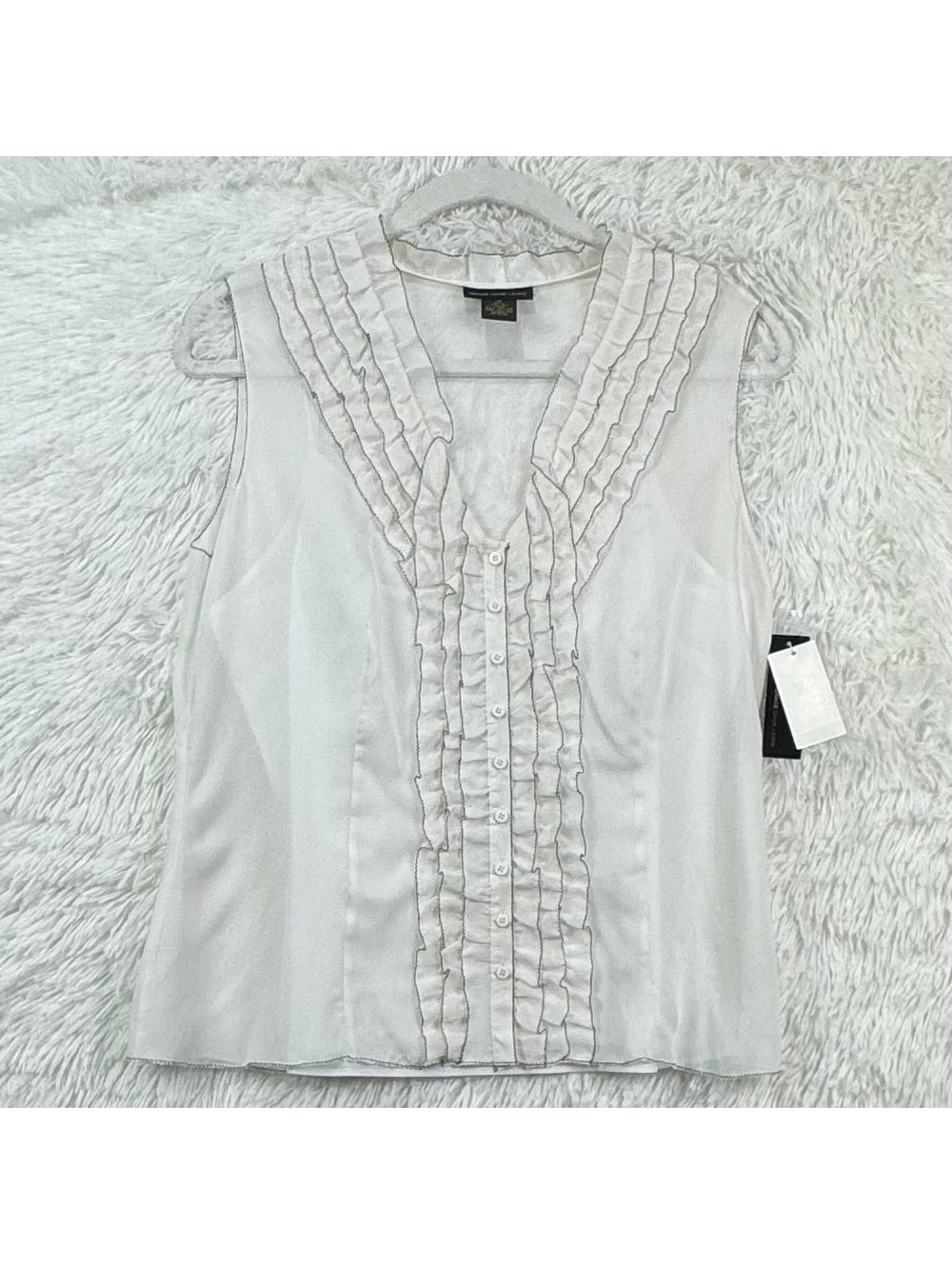 Grace Dane Lewis 100% Silk Ruffle Blouse Sz 10 NWT
